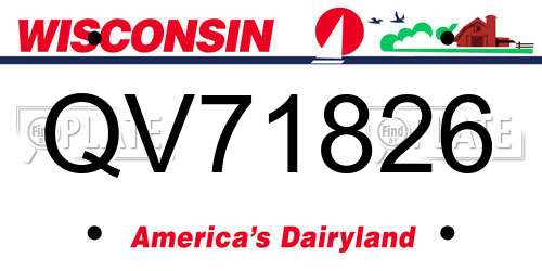 QV71826 Wisconsin License Plate
