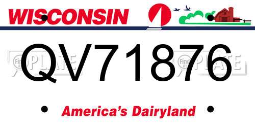 QV71876 Wisconsin License Plate