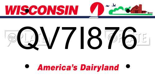 QV7I876 Wisconsin License Plate