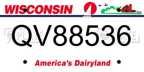 QV88536 Wisconsin License Plate