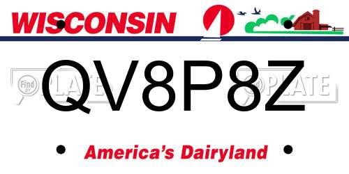 QV8P8Z Wisconsin License Plate