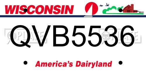 QVB5536 Wisconsin License Plate