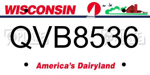 QVB8536 Wisconsin License Plate