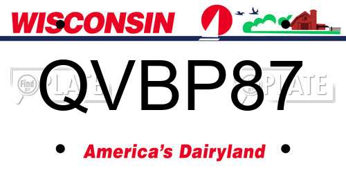 QVBP87 Wisconsin License Plate