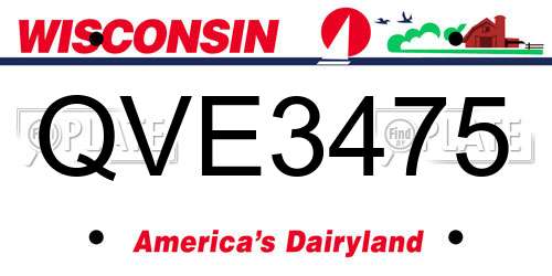 QVE3475 Wisconsin License Plate