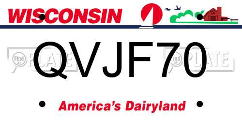 QVJF70 Wisconsin License Plate