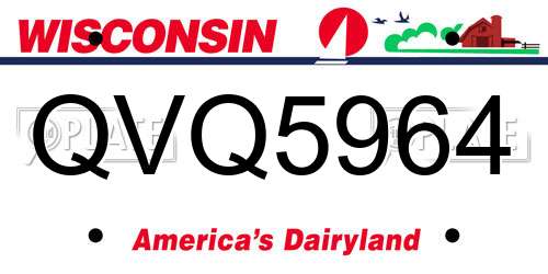 QVQ5964 Wisconsin License Plate