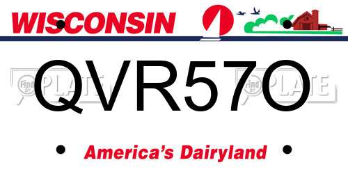 QVR57O Wisconsin License Plate