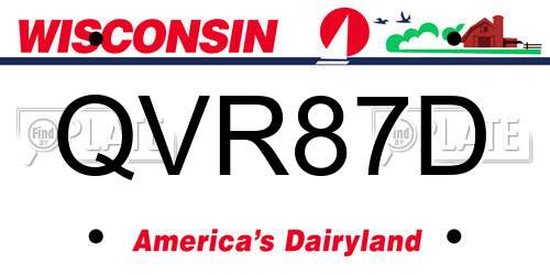 QVR87D Wisconsin License Plate