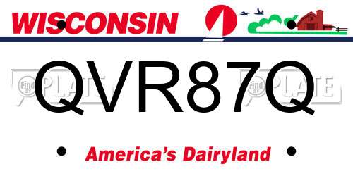 QVR87Q Wisconsin License Plate