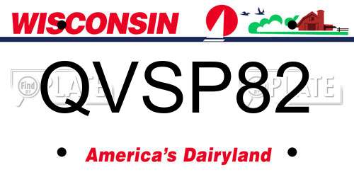 QVSP82 Wisconsin License Plate