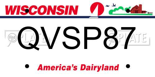 QVSP87 Wisconsin License Plate
