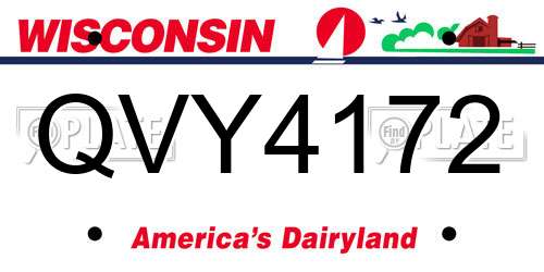 QVY4172 Wisconsin License Plate