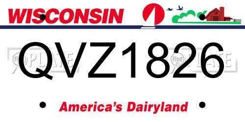 QVZ1826 Wisconsin License Plate