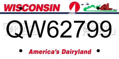 QW62799 Wisconsin License Plate