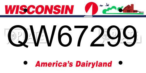 QW67299 Wisconsin License Plate