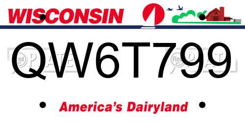 QW6T799 Wisconsin License Plate