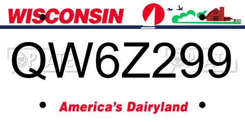 QW6Z299 Wisconsin License Plate