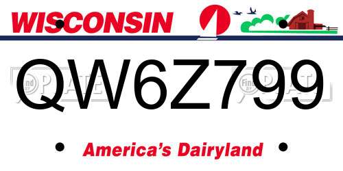 QW6Z799 Wisconsin License Plate