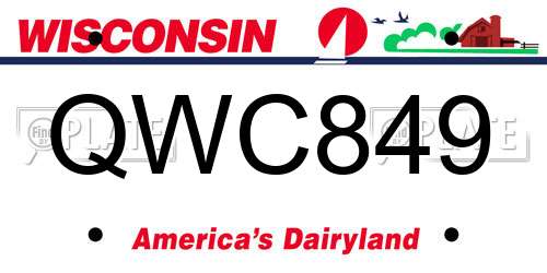 QWC849 Wisconsin License Plate