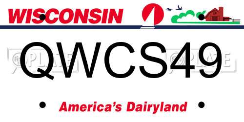 QWCS49 Wisconsin License Plate