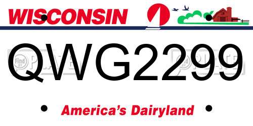 QWG2299 Wisconsin License Plate