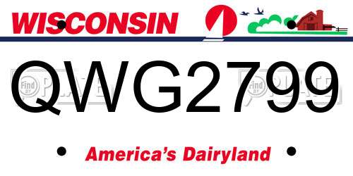 QWG2799 Wisconsin License Plate