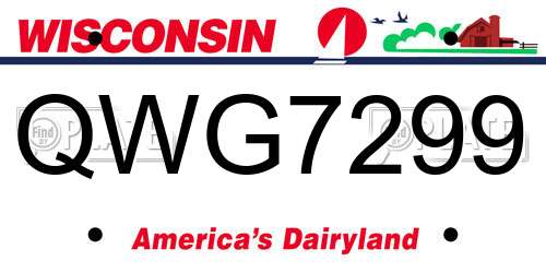 QWG7299 Wisconsin License Plate