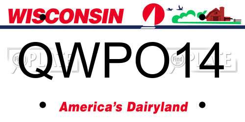 QWPO14 Wisconsin License Plate