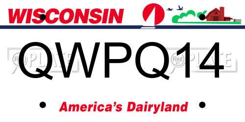 QWPQ14 Wisconsin License Plate