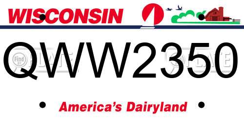 QWW2350 Wisconsin License Plate