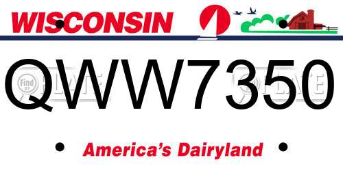 QWW7350 Wisconsin License Plate