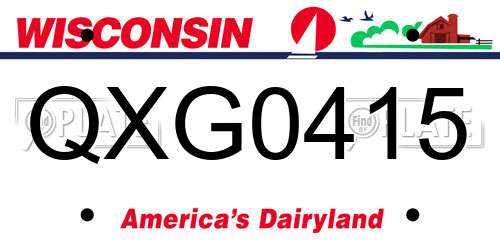QXG0415 Wisconsin License Plate