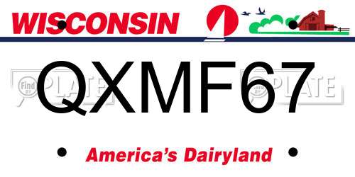QXMF67 Wisconsin License Plate