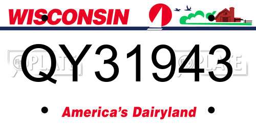 QY31943 Wisconsin License Plate