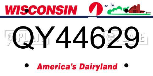 QY44629 Wisconsin License Plate