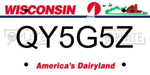 QY5G5Z Wisconsin License Plate