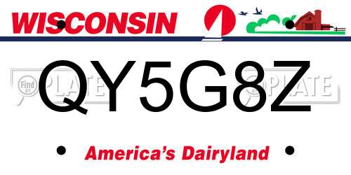 QY5G8Z Wisconsin License Plate