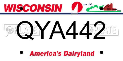 QYA442 Wisconsin License Plate