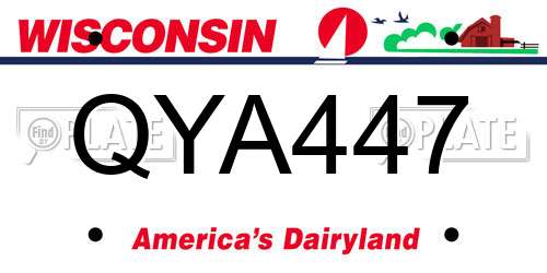 QYA447 Wisconsin License Plate