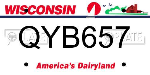 QYB657 Wisconsin License Plate