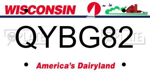 QYBG82 Wisconsin License Plate