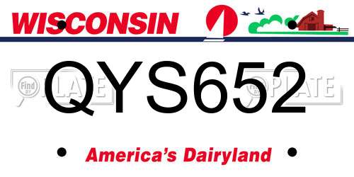QYS652 Wisconsin License Plate
