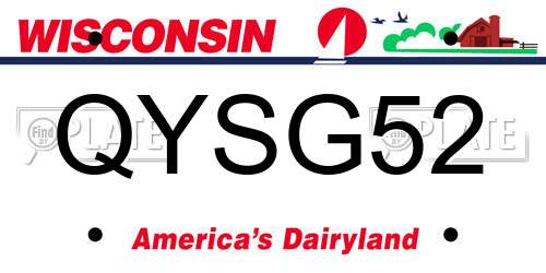 QYSG52 Wisconsin License Plate