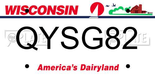 QYSG82 Wisconsin License Plate