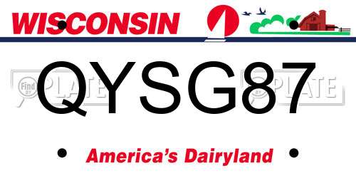 QYSG87 Wisconsin License Plate