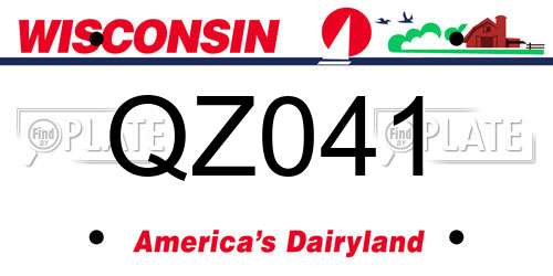 QZ041 Wisconsin License Plate