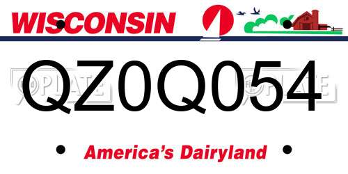 QZ0Q054 Wisconsin License Plate