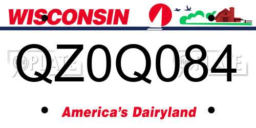 QZ0Q084 Wisconsin License Plate