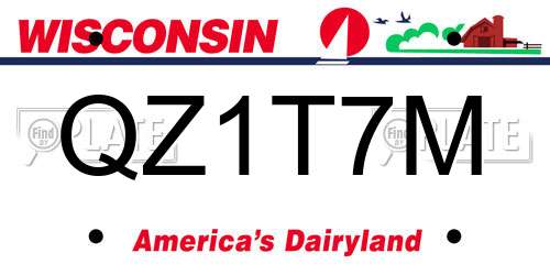 QZ1T7M Wisconsin License Plate
